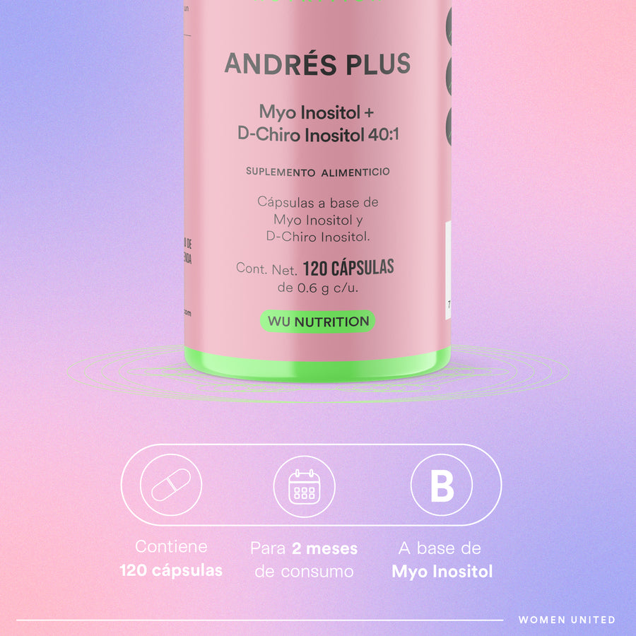 ANDRÉS+ – Myo Inositol 1200mg con D-Chiro 40:1 para SOP y Ciclo Menstrual