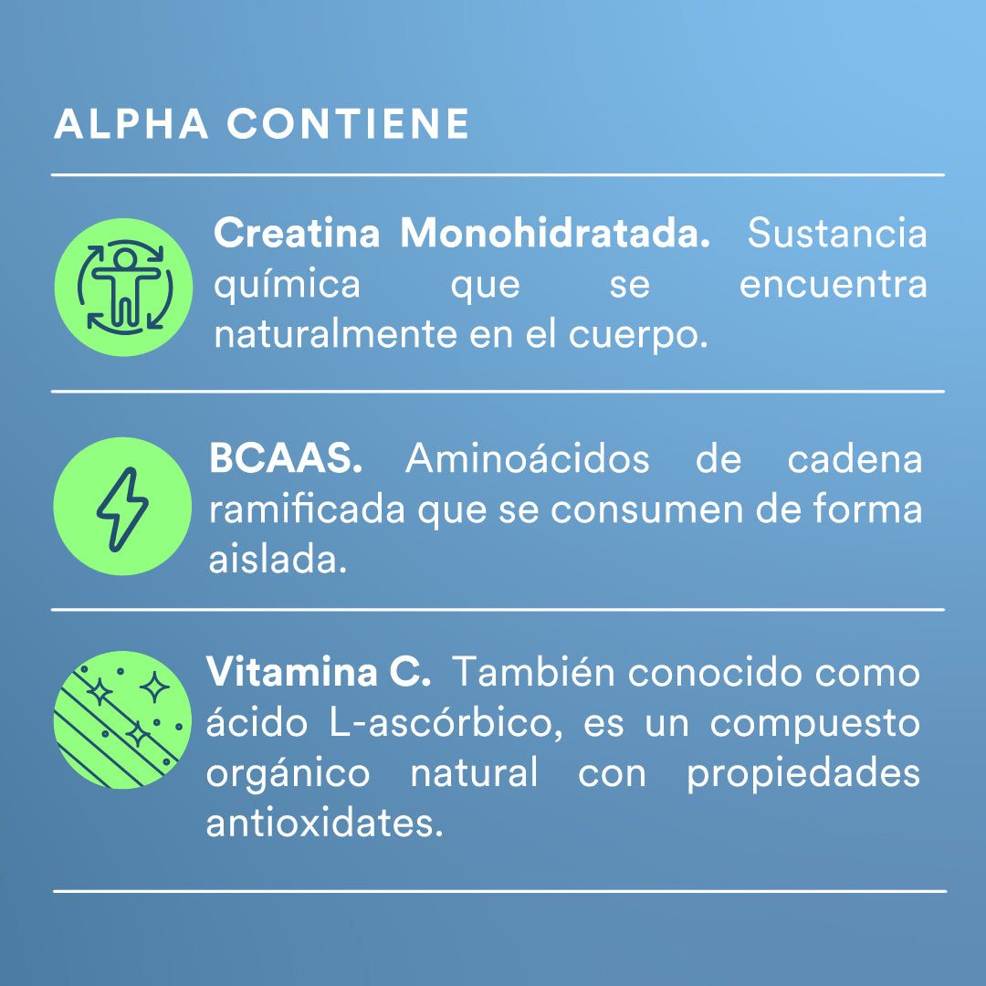 ALPHA - Multivitamínico • BCAA's • Creatina • Vitaminas A B C E y K | 120 cápsulas