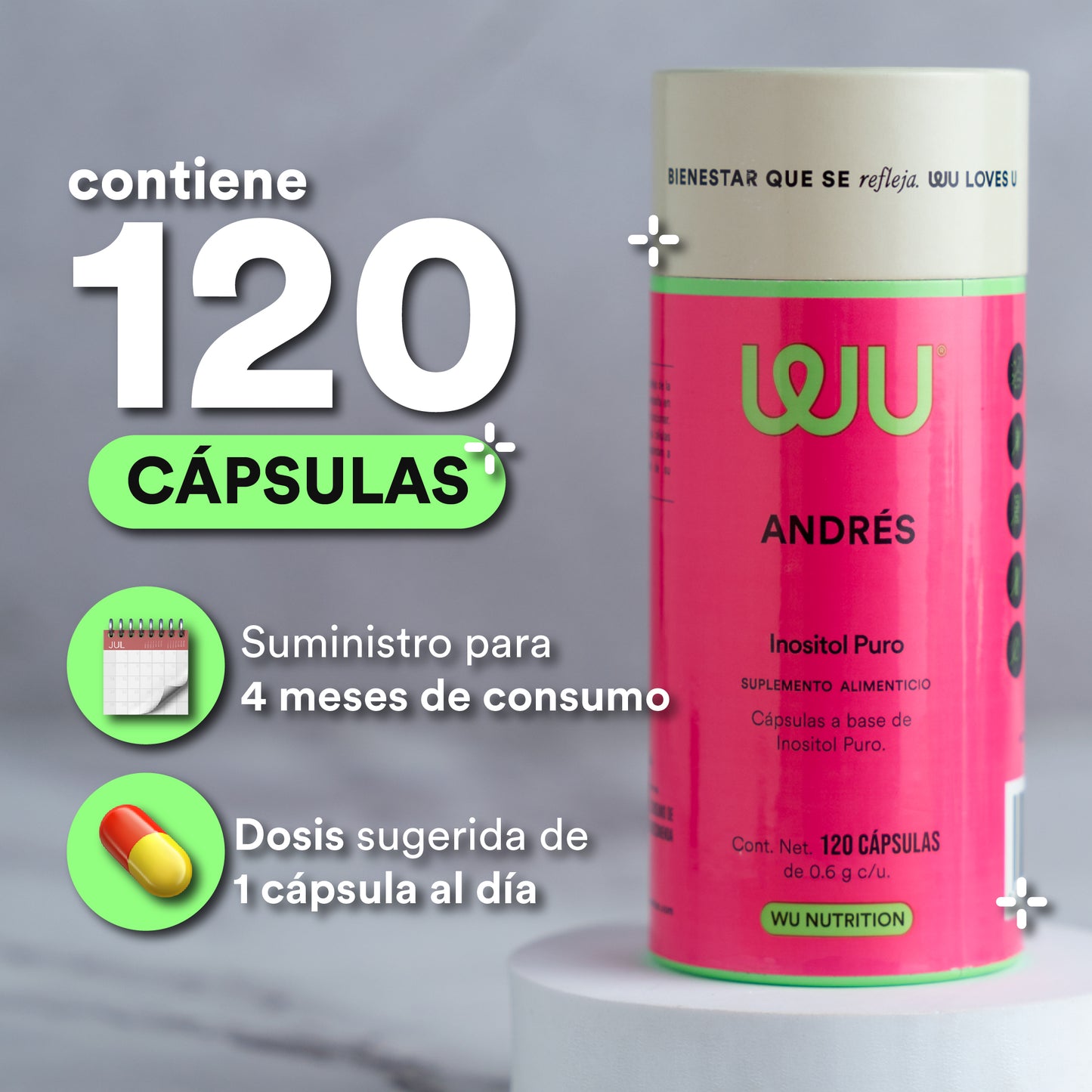 ANDRÉS - Myo Inositol • Inositol Puro  | 120 cápsulas