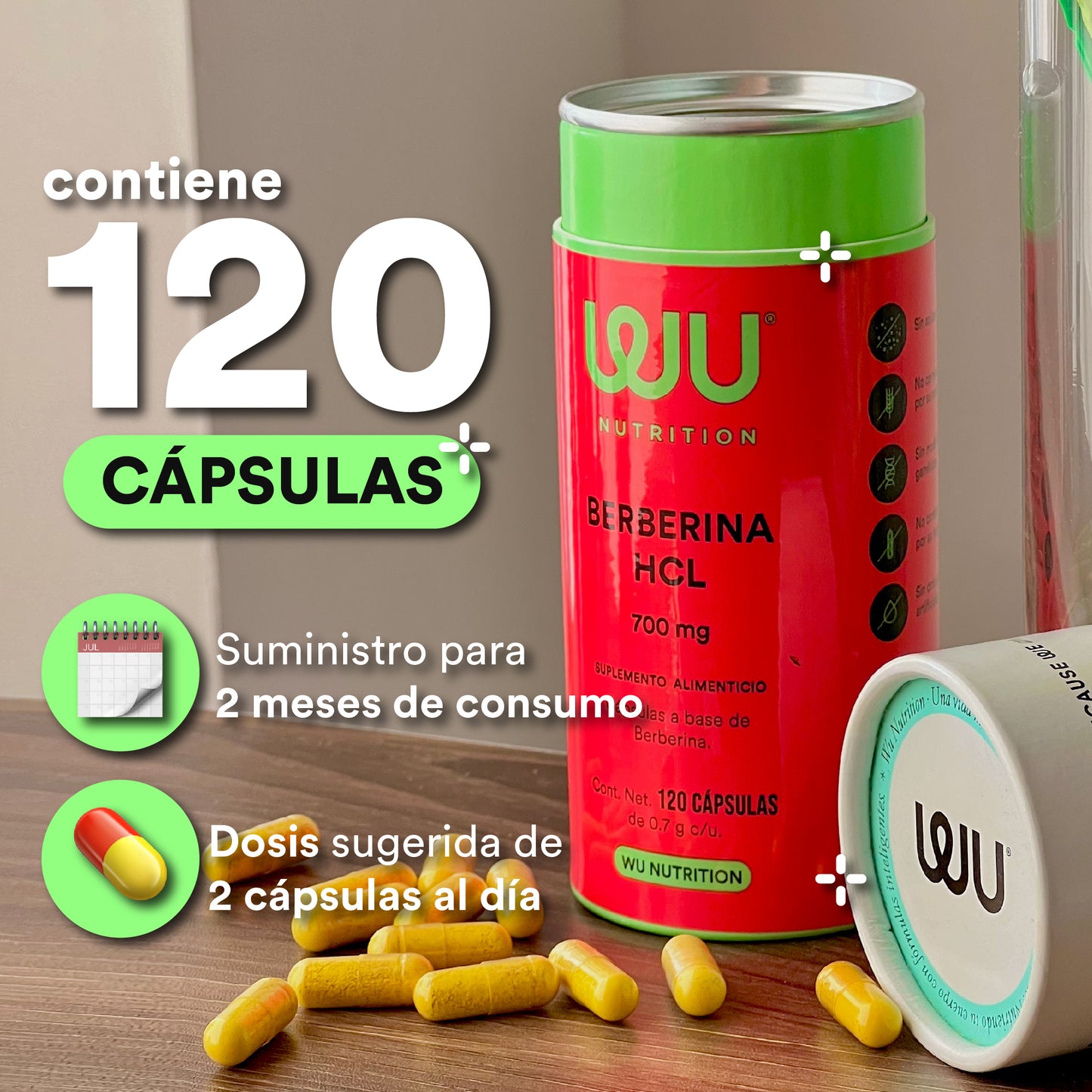 BERBERINA - HCL 700 mg | 120 cápsulas