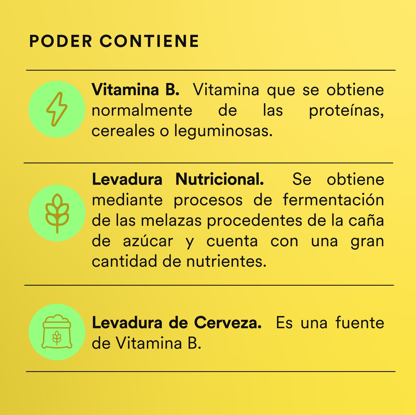 PODER - Complejo B • Vitamina B1 B2 B3 B5 B6 B12 • Levadura Nutricional | 120 cápsulas