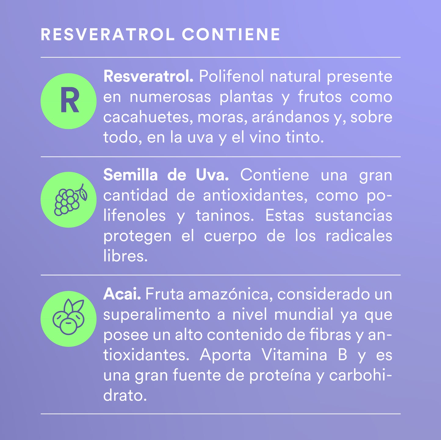 RESVERATROL - Semilla de Uva • Resveratrol • Açaí | 120 cápsulas