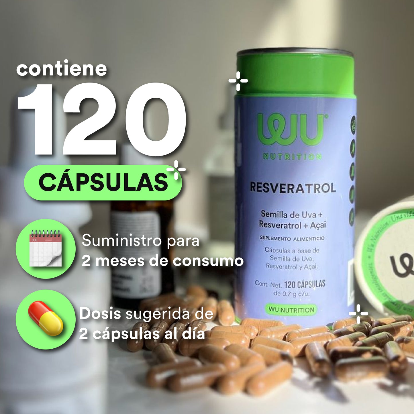 RESVERATROL - Semilla de Uva • Resveratrol • Açaí | 120 cápsulas