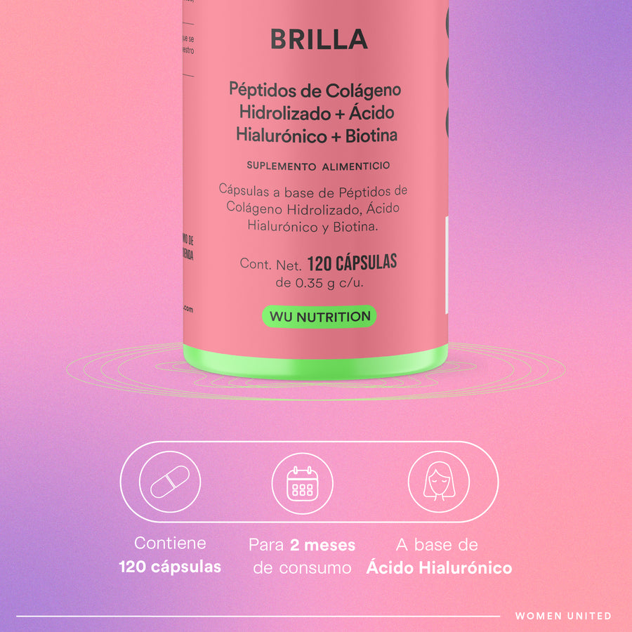 BRILLA – Colágeno Hidrolizado 350mg con Ácido Hialurónico, Biotina y Vitaminas