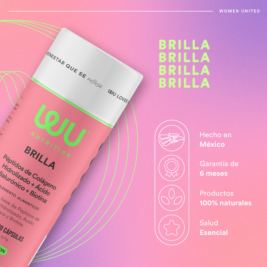 BRILLA – Colágeno Hidrolizado 350mg con Ácido Hialurónico, Biotina y Vitaminas