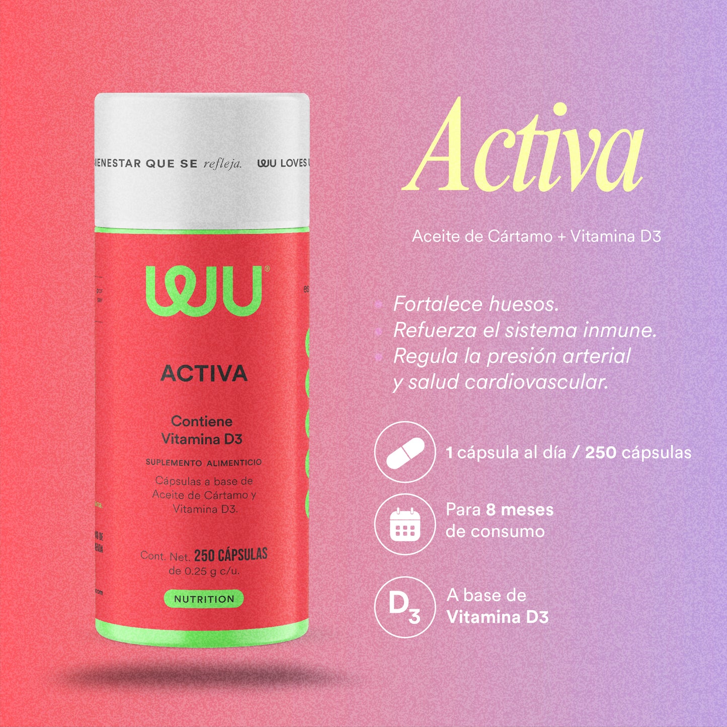 KIT UV (ACTIVA + RESVERATROL+BRILLA) - Vitamina D3 400 UI + Semilla de Uva + Resveratrol +Colágeno y Biotina | 490 cápsulas