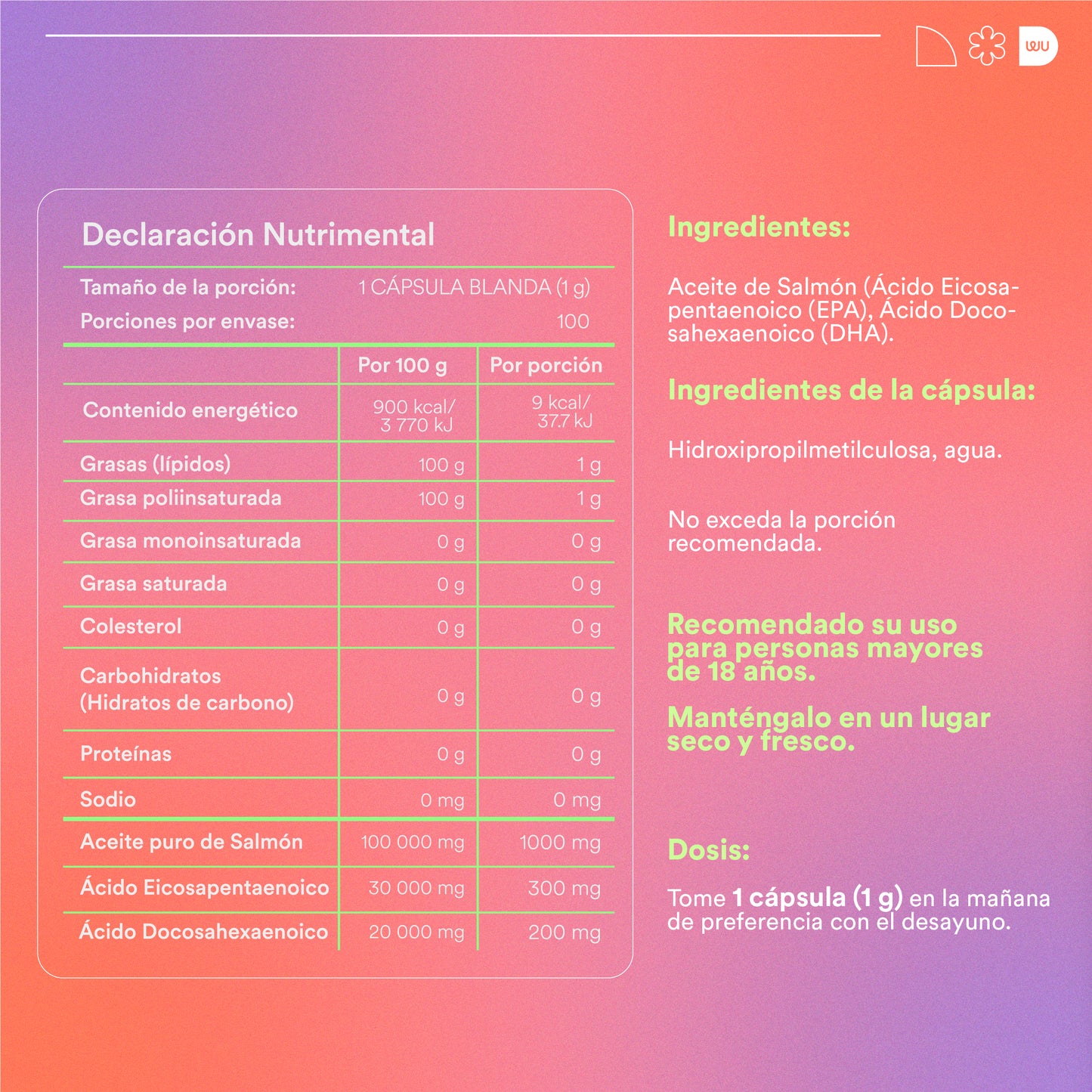 LATIDO - Omega 3 • Aceite de Salmón • EPA-DHA | 100 cápsulas blandas