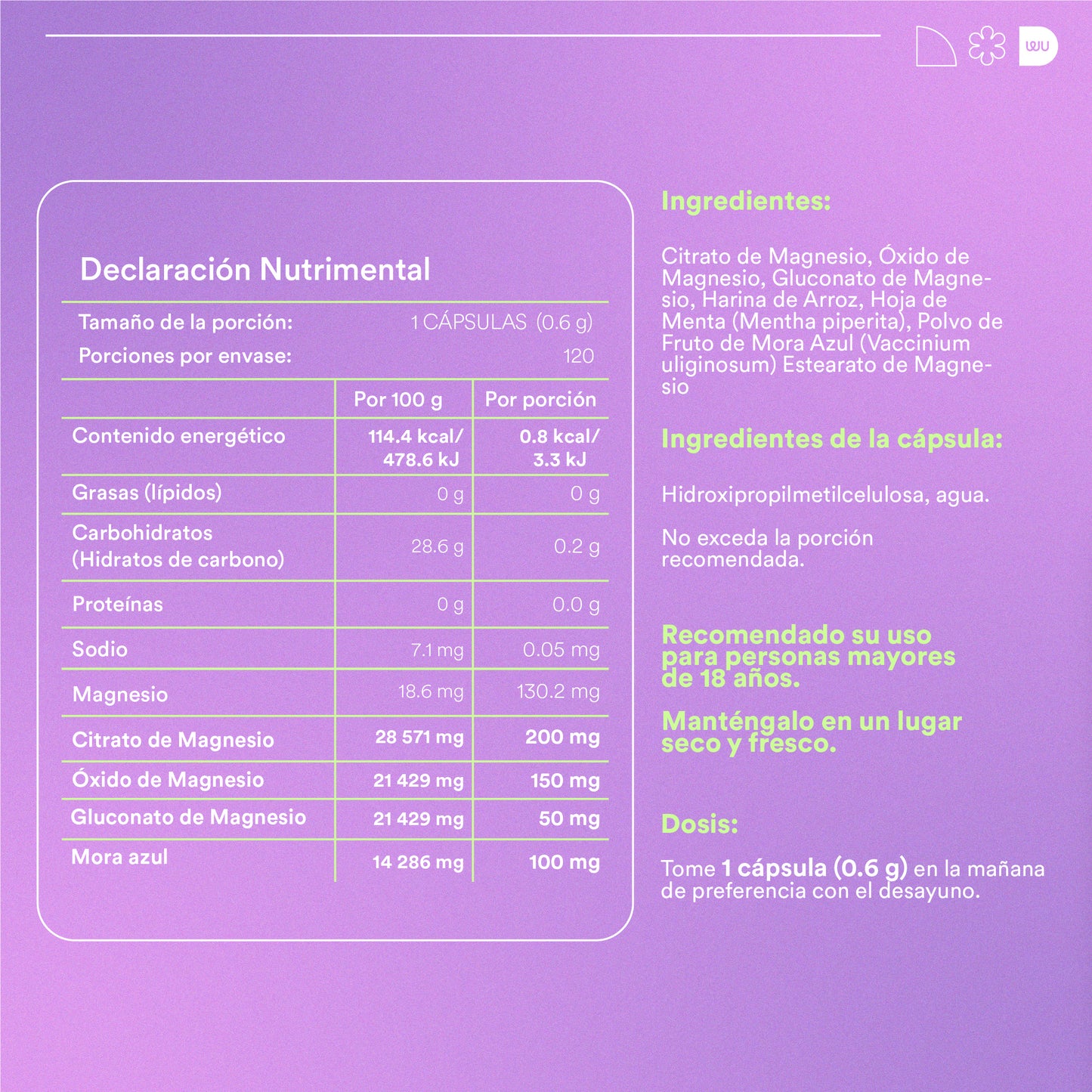 MAGNÍFICO - Mistura Tripla de Magnésio • Citrato, Óxido e Gluconato de Magnésio | 120 cápsulas