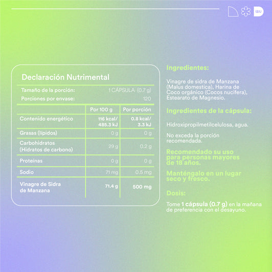 MANZANITA - Vinagre de Sidra de Manzana | 120 cápsulas