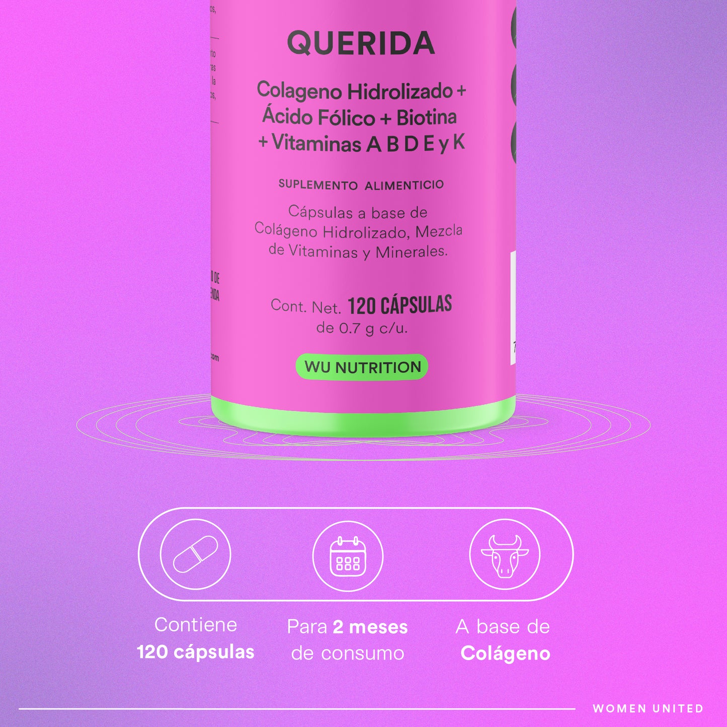 QUERIDA - Multivitamínico Mujer • Ácido Fólico • Biotina • Colágeno • Vitaminas A B y D | 120 cápsulas