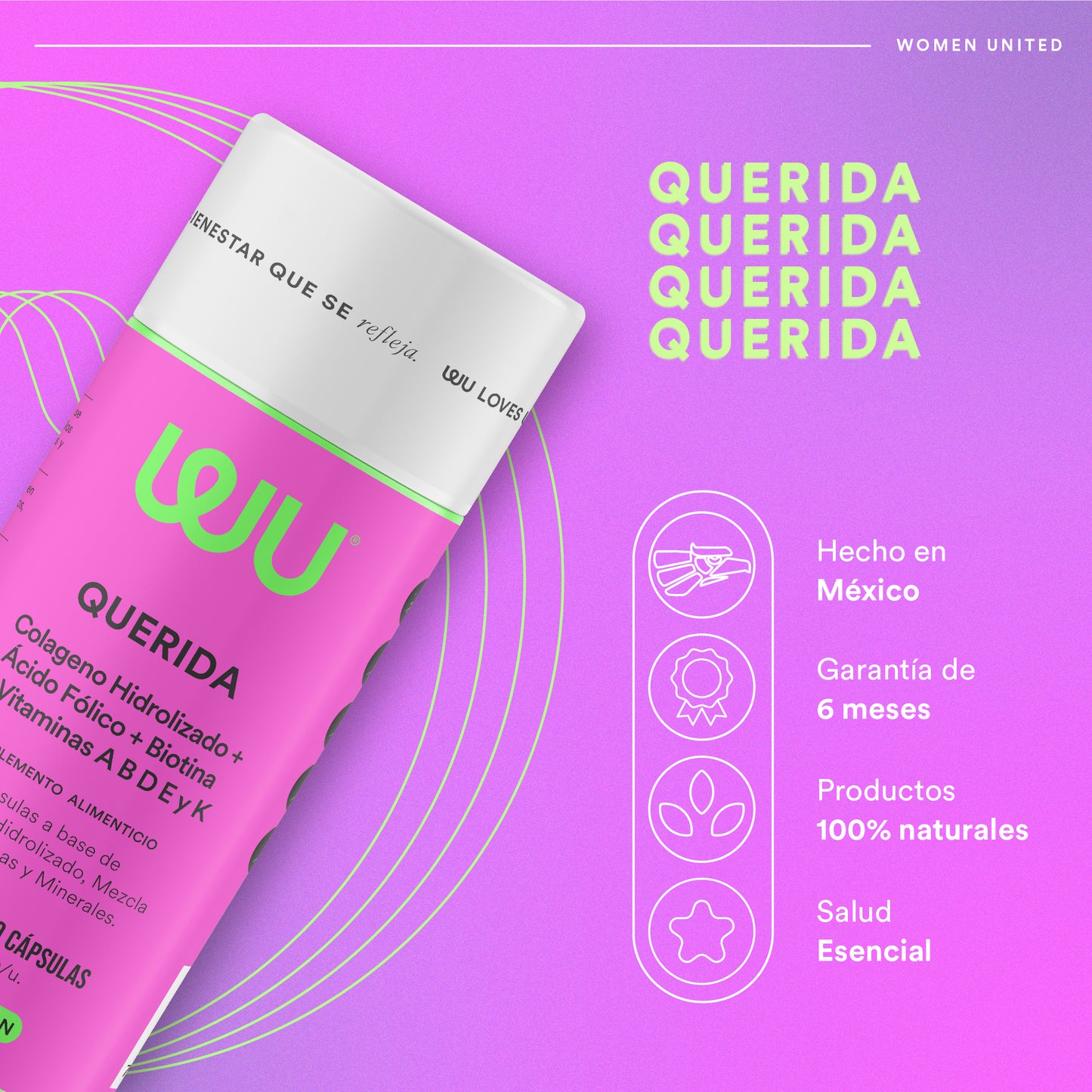 QUERIDA - Multivitamínico Mujer • Ácido Fólico • Biotina • Colágeno • Vitaminas A B y D | 120 cápsulas