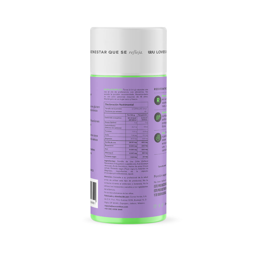 RESVERATROL – 200mg Resveratrol Trans con Semilla de Uva y Açaí Antioxidante