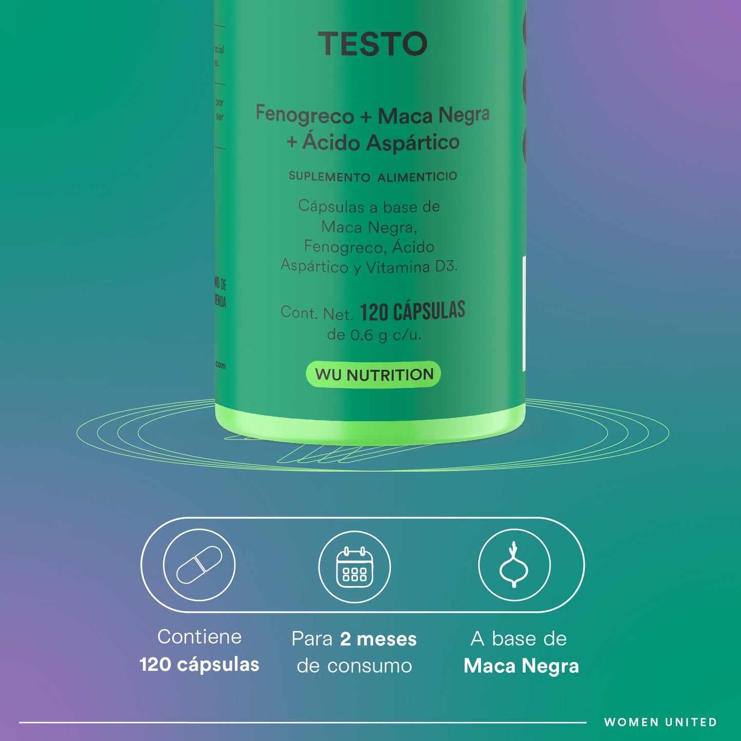 TESTO - Precursor de Testosterona • Maca • Feno-grego • Ácido Aspártico | 120 cápsulas