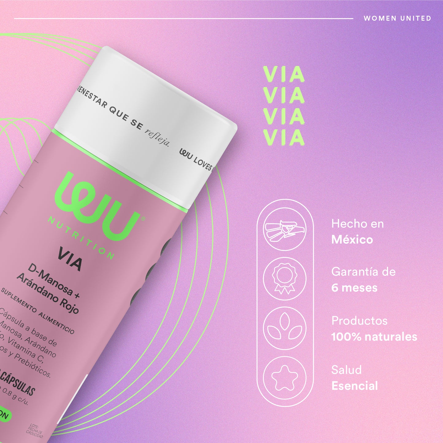 VIA - • D-Manosa • Arándano Rojo • Vitamina C | 120 cápsulas