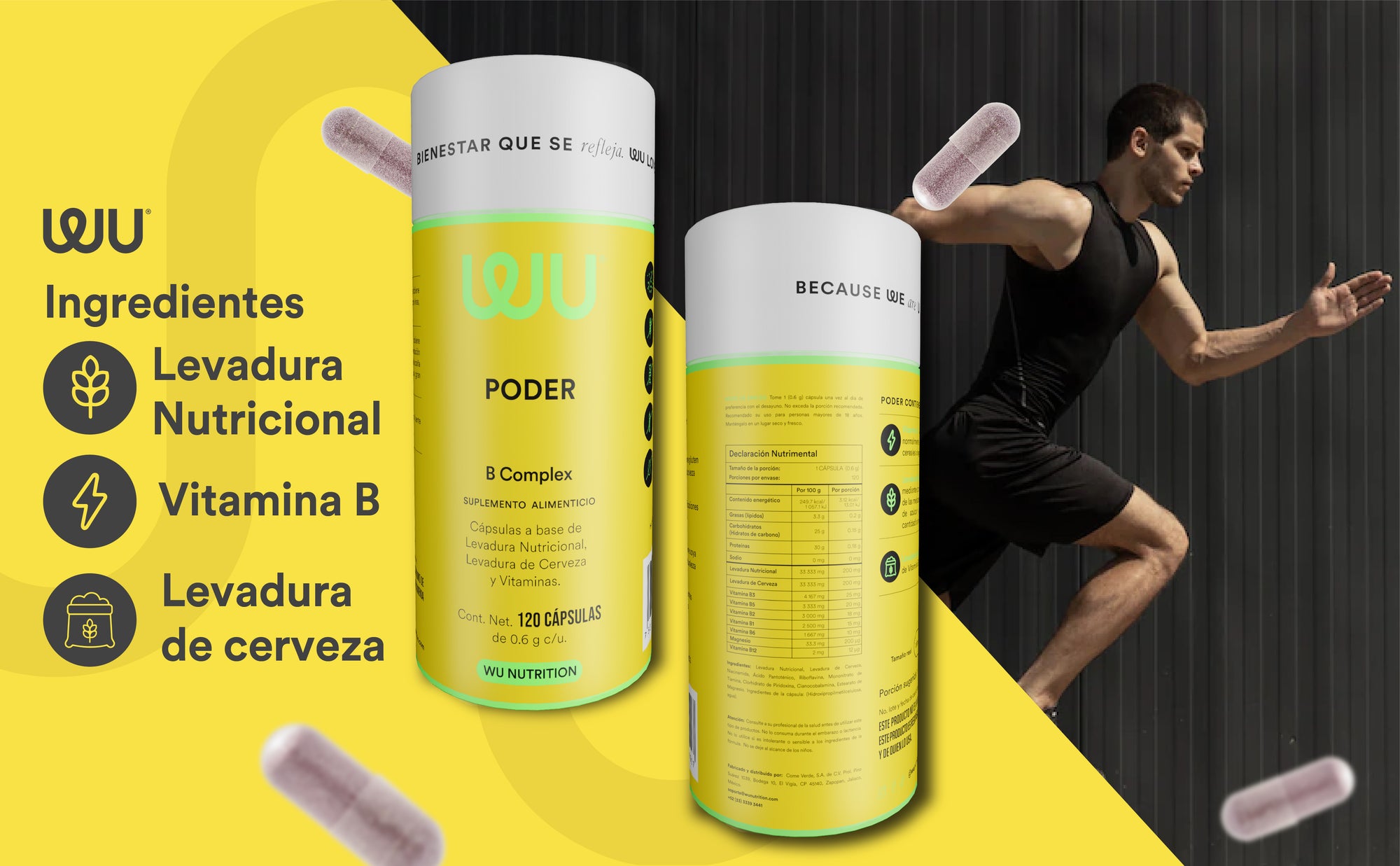 PODER - Complejo B • Vitamina B1 B2 B3 B5 B6 B12 • Levadura Nutricional ...