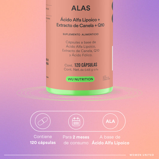 ALAS - Ácido Alfa Lipoico • Extracto de Canela • Coenzima Q10 | 120 cápsulas