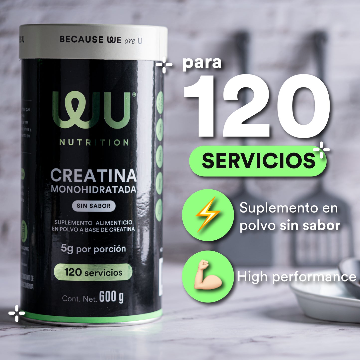 CREATINE MONOHYDRATE 600g - No flavor • Powder Supplement • 120 services | 4 months of product