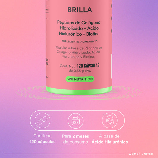 BRILLA – Colágeno Hidrolizado 350mg con Ácido Hialurónico, Biotina y Vitaminas