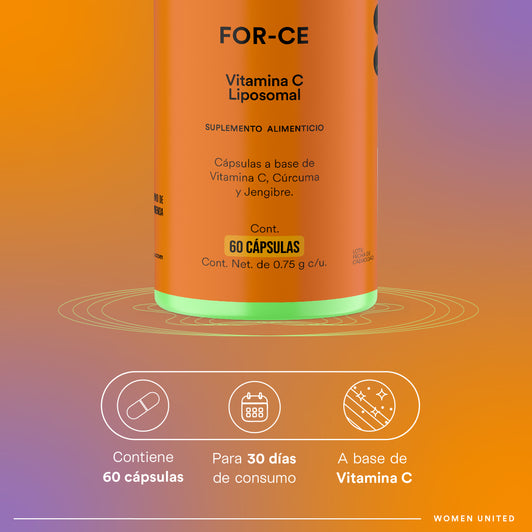 FOR-CE - Vitamina C Liposomal • Cúrcuma • Jengibre | 60 cápsulas