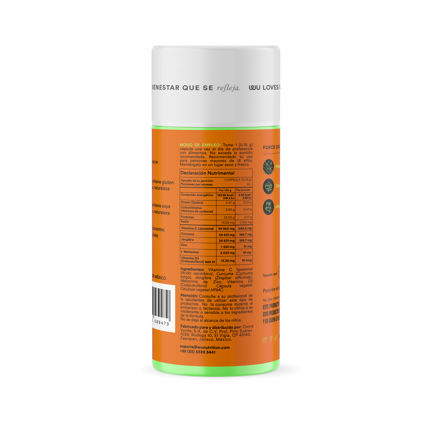 FOR-CE - Vitamina C Liposomal • Cúrcuma • Jengibre | 60 cápsulas