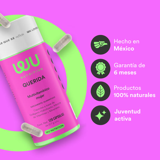 DEAR - Multivitamínico Feminino • Ácido Fólico • Biotina • Colágeno • Vitaminas AB e D | 120 cápsulas 