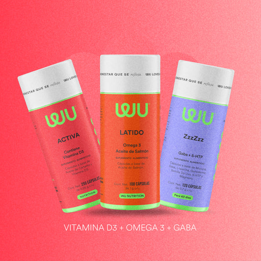 🧘🏻‍♀️KIT EQUILIBRIO💗 (Activa, Latido y Zzz) - Vitamina D3 + Omega 3 + GABA | 490 cápsulas