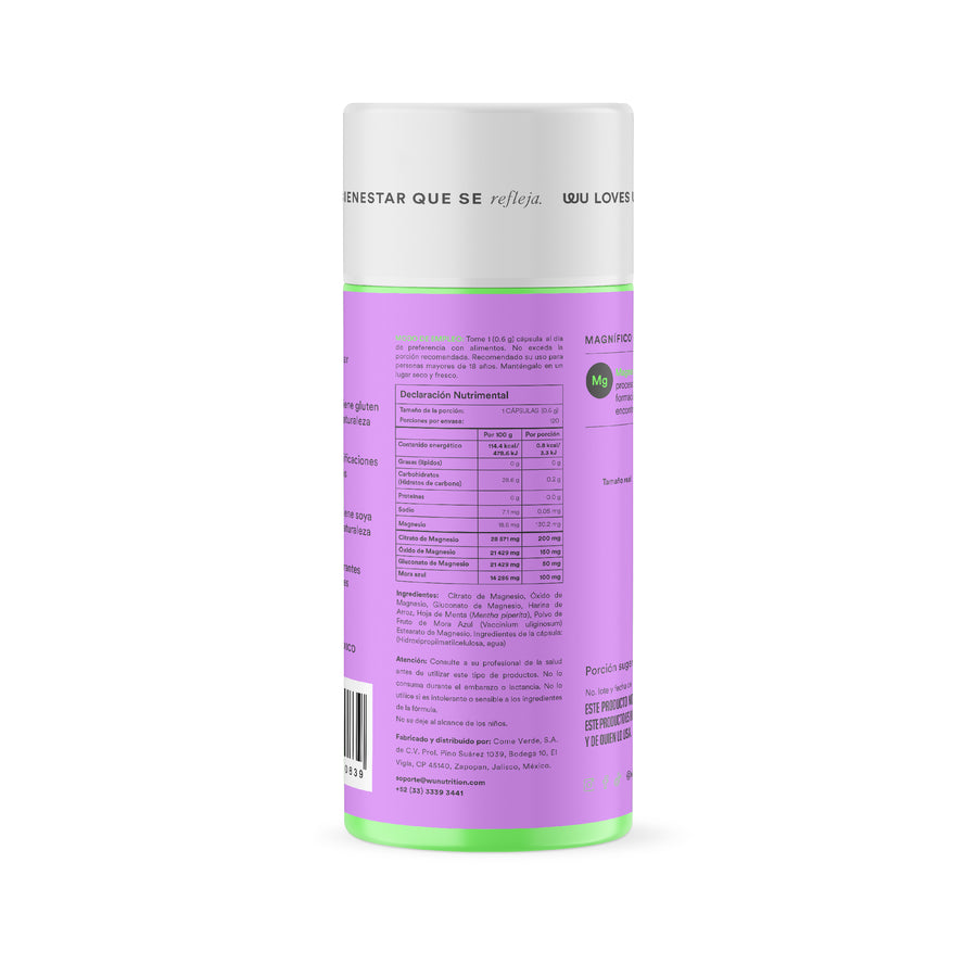 MAGNÍFICO - Triple Magnesium Mix • Magnesium Citrate, Oxide and Gluconate | 120 capsules 