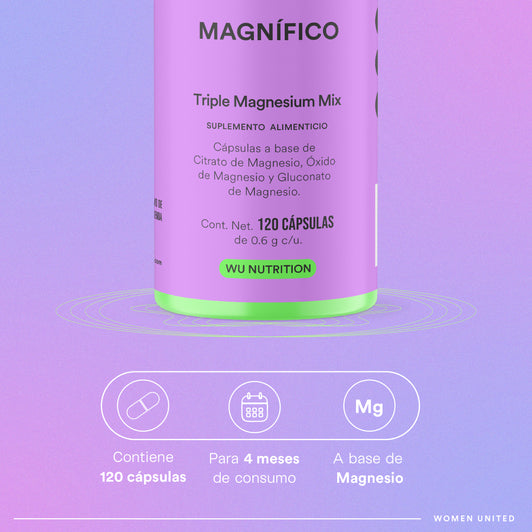 MAGNÍFICO - Triple Magnesium Mix • Citrato, Óxido y Gluconato de Magnesio | 120 cápsulas