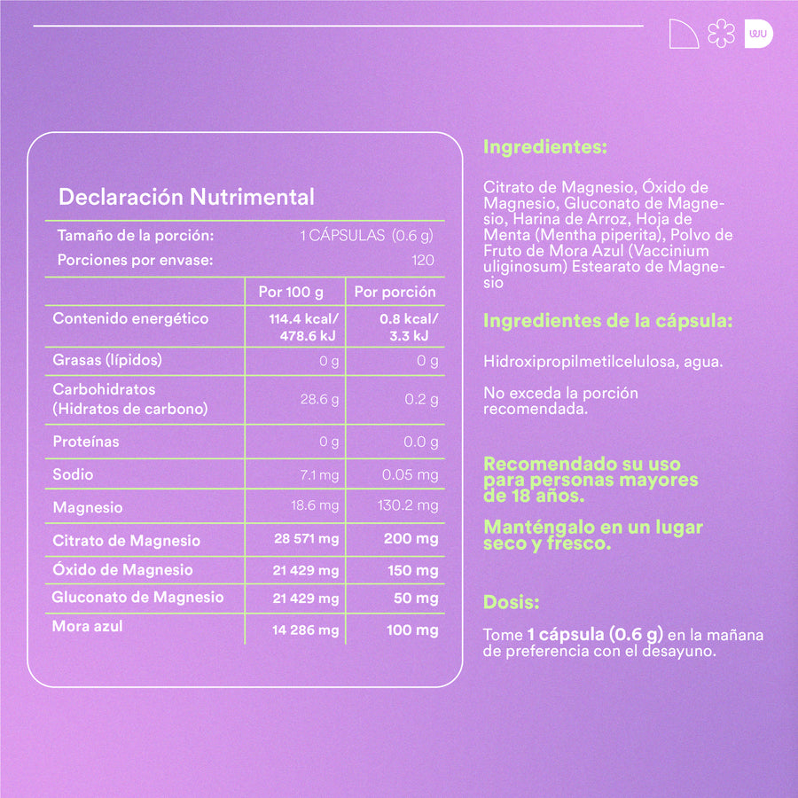 MAGNÍFICO - Triple Magnesium Mix • Magnesium Citrate, Oxide and Gluconate | 120 capsules 