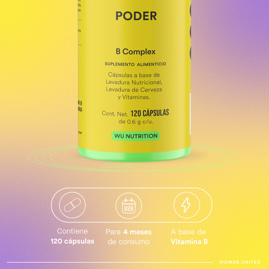 PODER - B Complex • Vitamin B1 B2 B3 B5 B6 B12 • Nutritional Yeast | 120 capsules