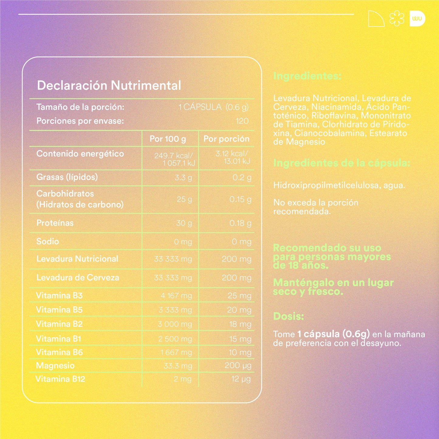 PODER - Complejo B • Vitamina B1 B2 B3 B5 B6 B12 | 120 cápsulas