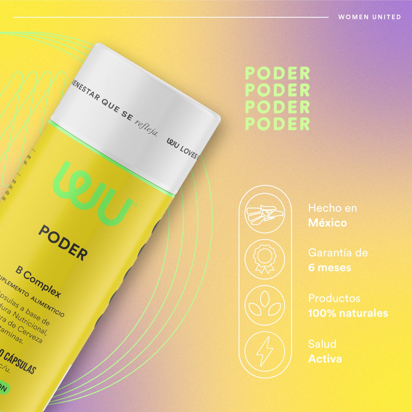 PODER - Complejo B • Vitamina B1 B2 B3 B5 B6 B12 | 120 cápsulas