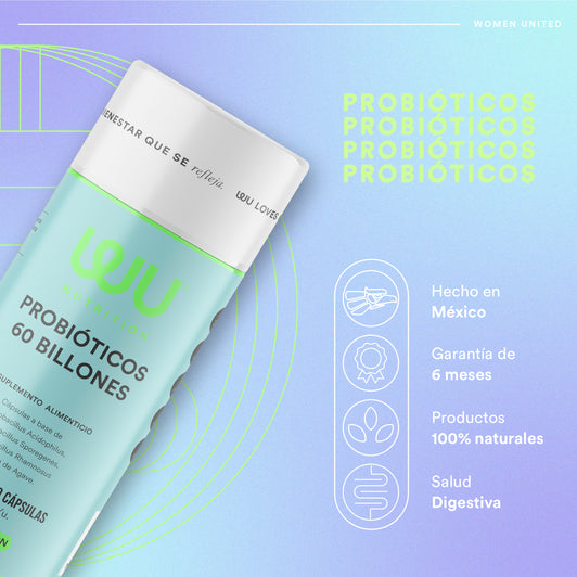 PROBIÓTICOS 60 BILLONES - Probióticos + Prebióticos • 3 Cepas • Lactobacilos • Inulina de Agave | 120 cápsulas