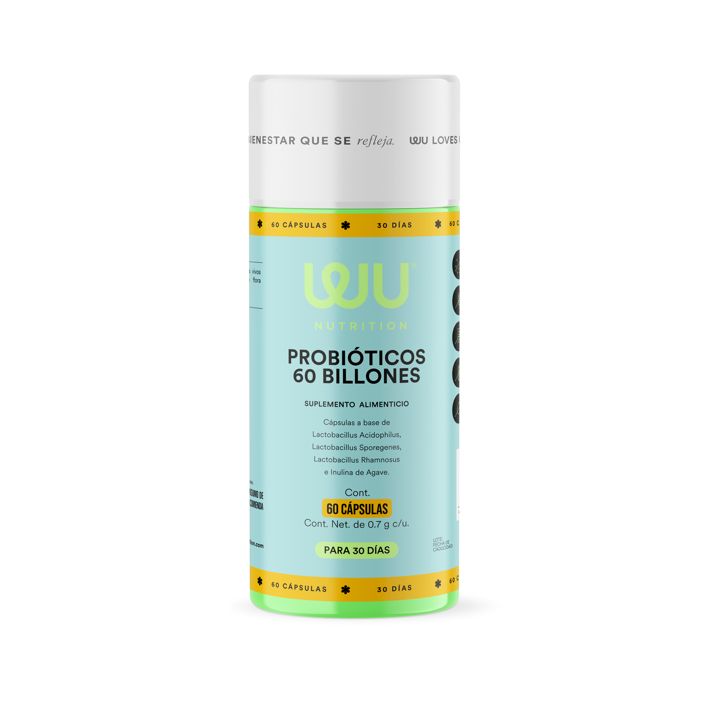 PROBIOTICS 60 BILLION - Probiotics + Prebiotics • 3 Strains • Lactobacilli • Agave Inulin | 120 capsules