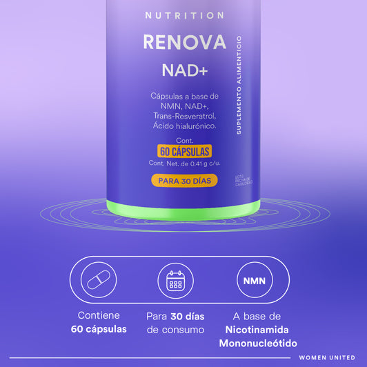 RENOVA – NMN 250mg con NAD y Trans-Resveratrol 98% para Energía y Bienestar Celular