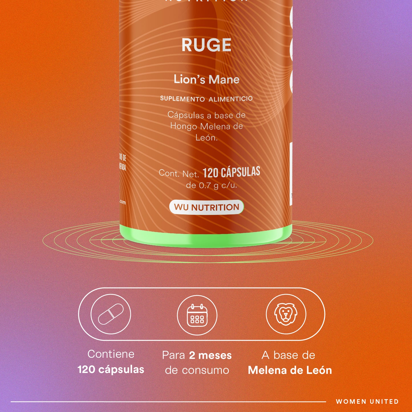 RUGE - Hongo Melena de León | 120 cápsulas
