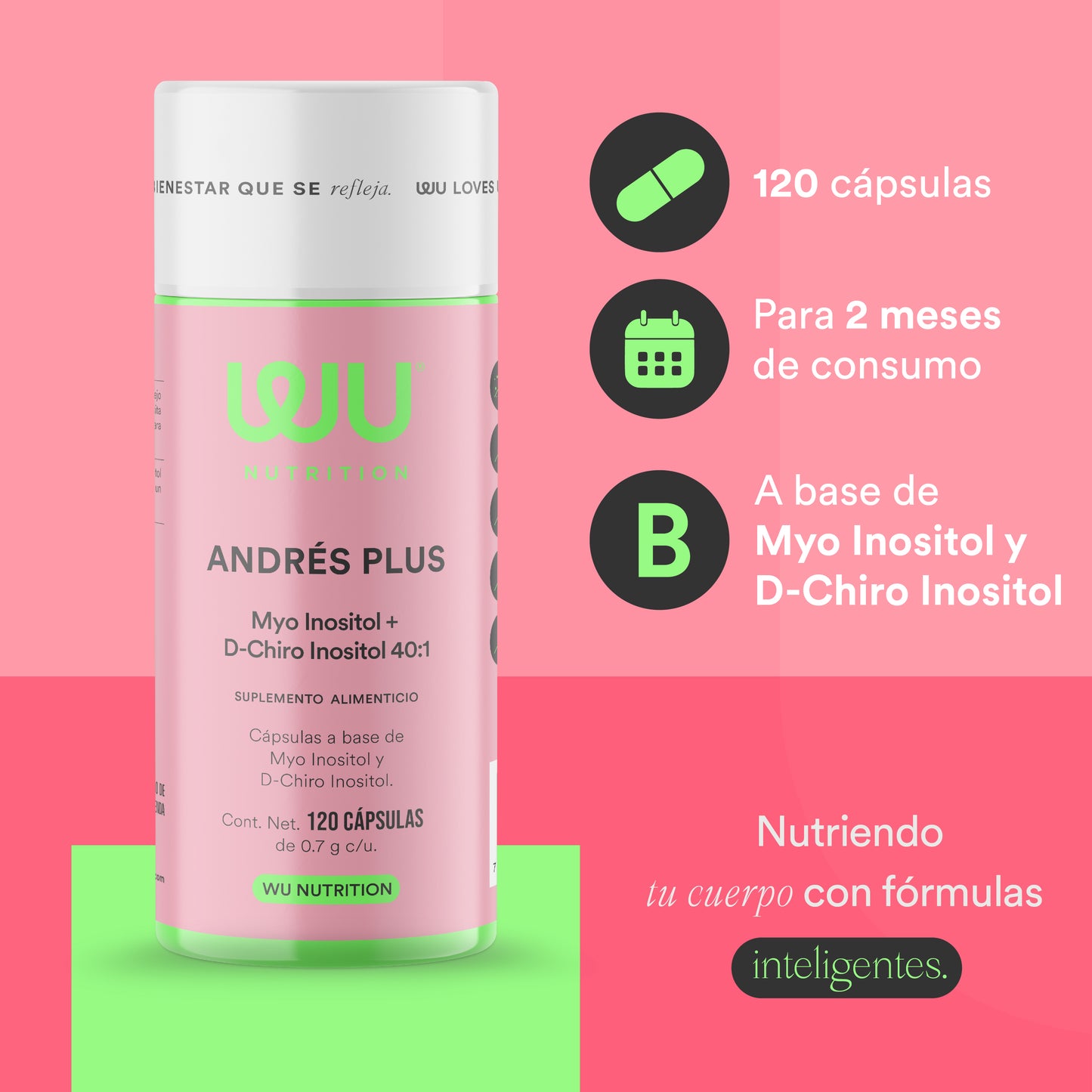 ANDRÉS PLUS - Myo Inositol + D-Chiro Inositol 40:1 | 120 cápsulas