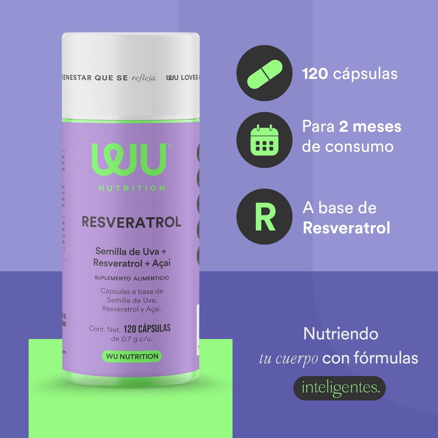 RESVERATROL - Semilla de Uva • Resveratrol • Açaí | 120 cápsulas