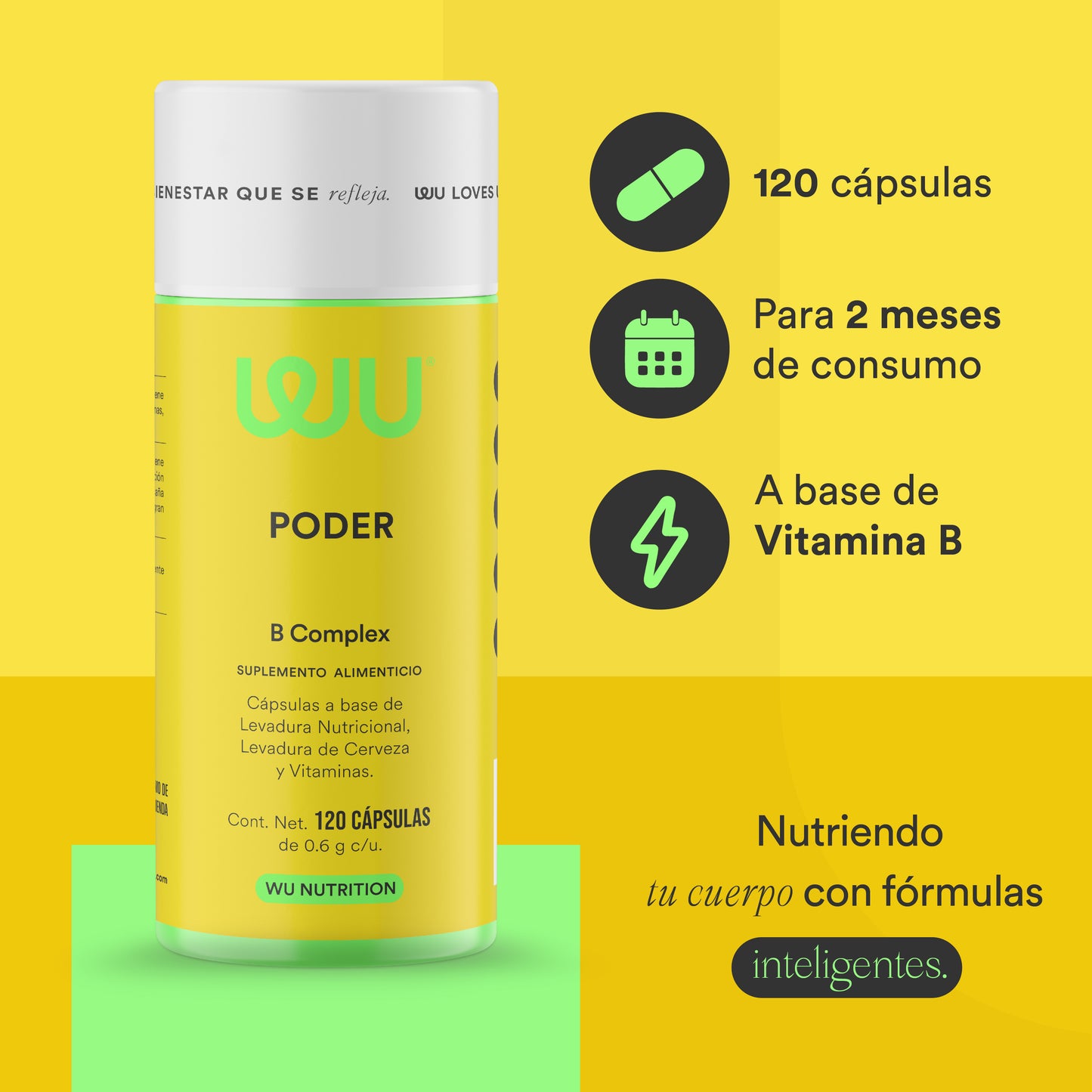 PODER - B Complex • Vitamin B1 B2 B3 B5 B6 B12 • Nutritional Yeast | 120 capsules