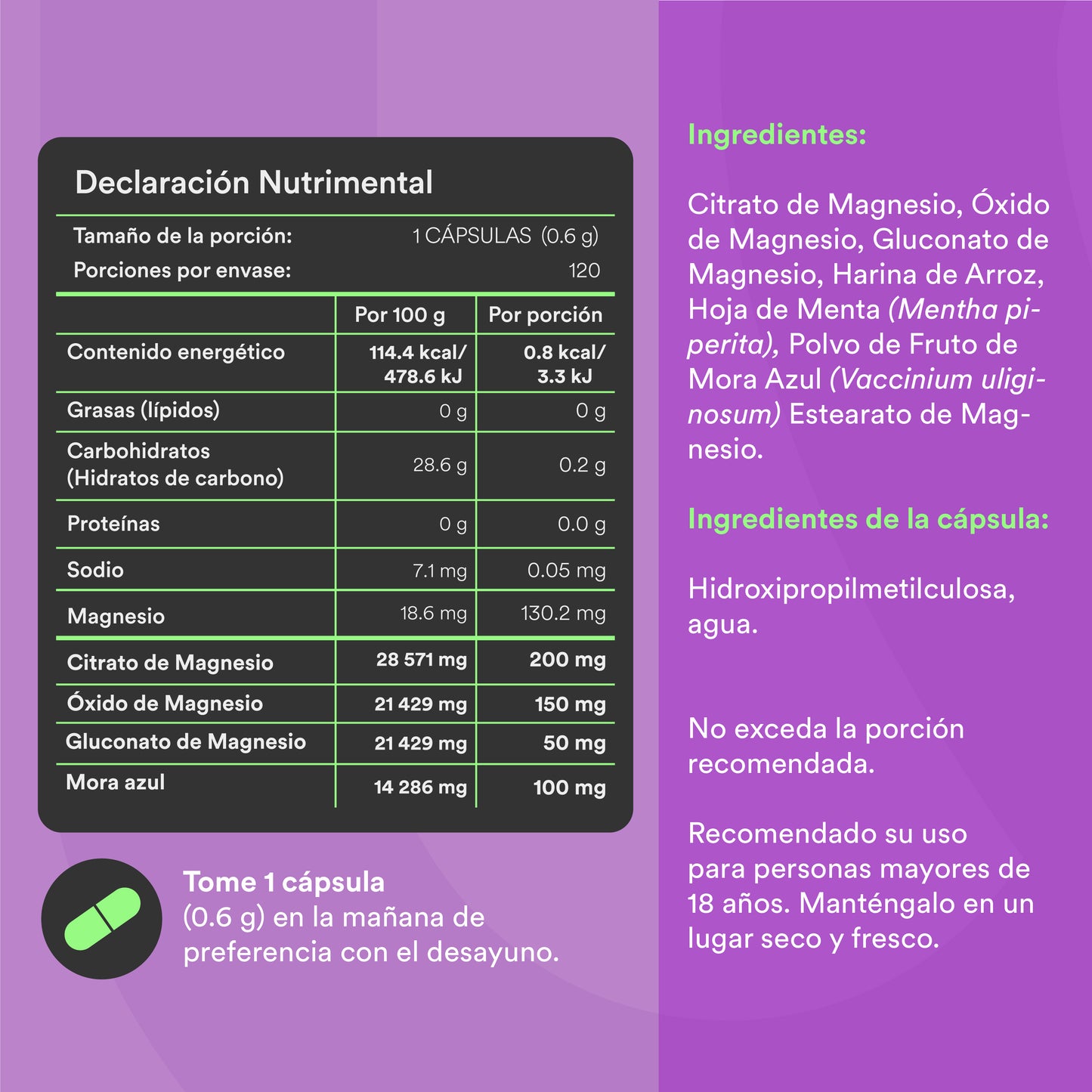 MAGNÍFICO - Triple Magnesium Mix • Citrato, Óxido y Gluconato de Magnesio | 120 cápsulas