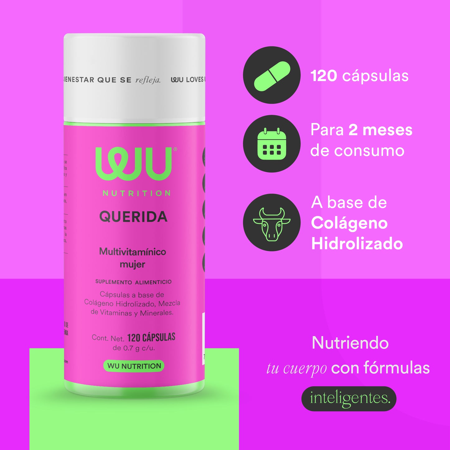 QUERIDA - Multivitamínico Mujer • Ácido Fólico • Biotina • Colágeno • Vitaminas A B y D | 120 cápsulas