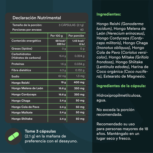 ADAPTA - Mistura Adaptogênica de Cogumelos | 120 cápsulas