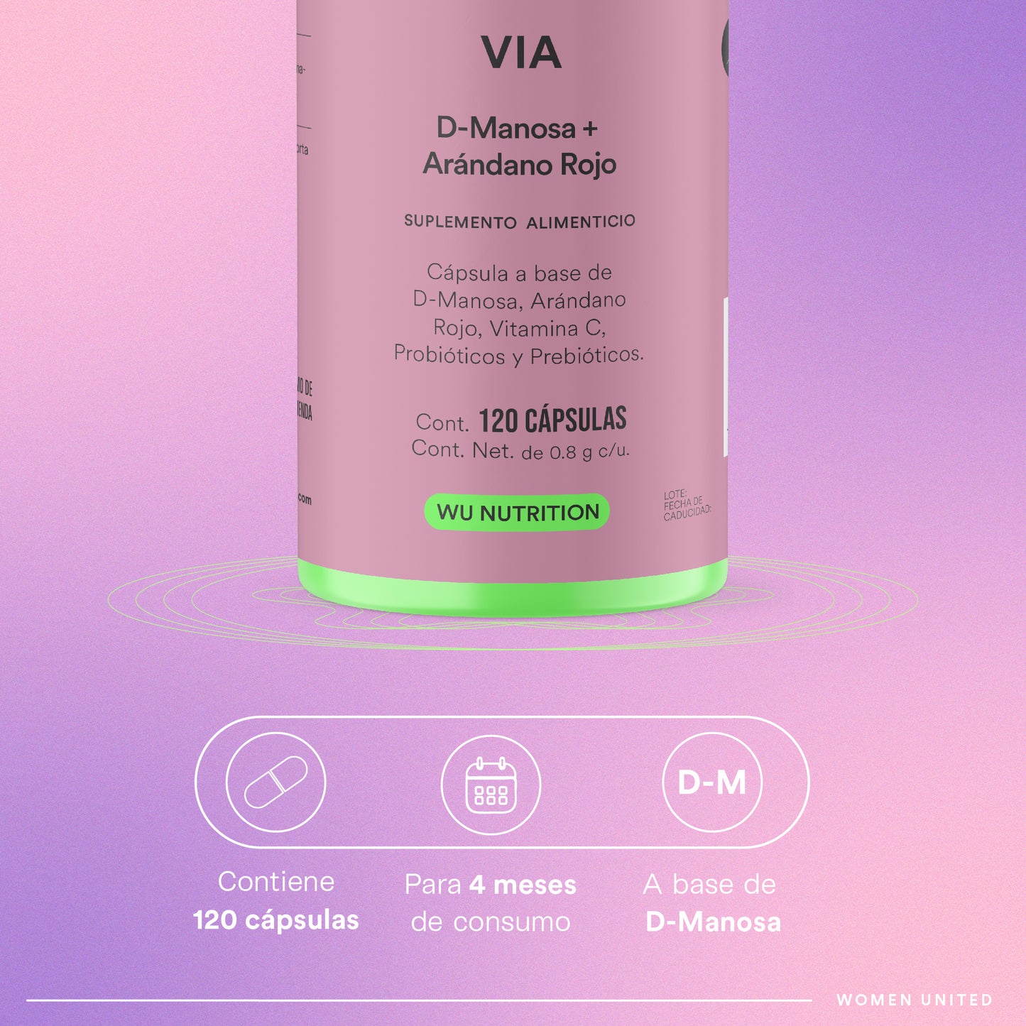 VIA - • D-Manosa • Arándano Rojo • Vitamina C | 120 cápsulas