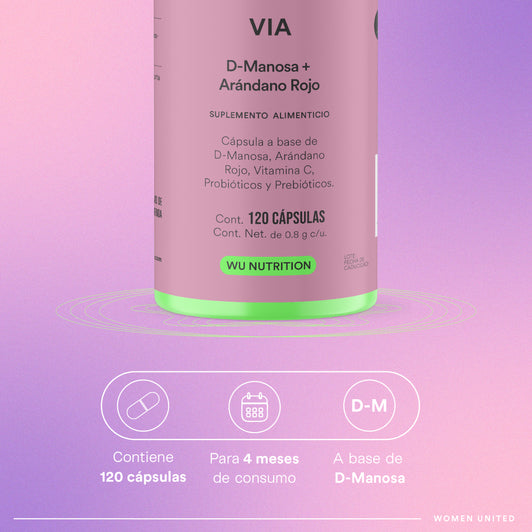 VIA - • D-Manosa • Arándano Rojo • Vitamina C | 120 cápsulas