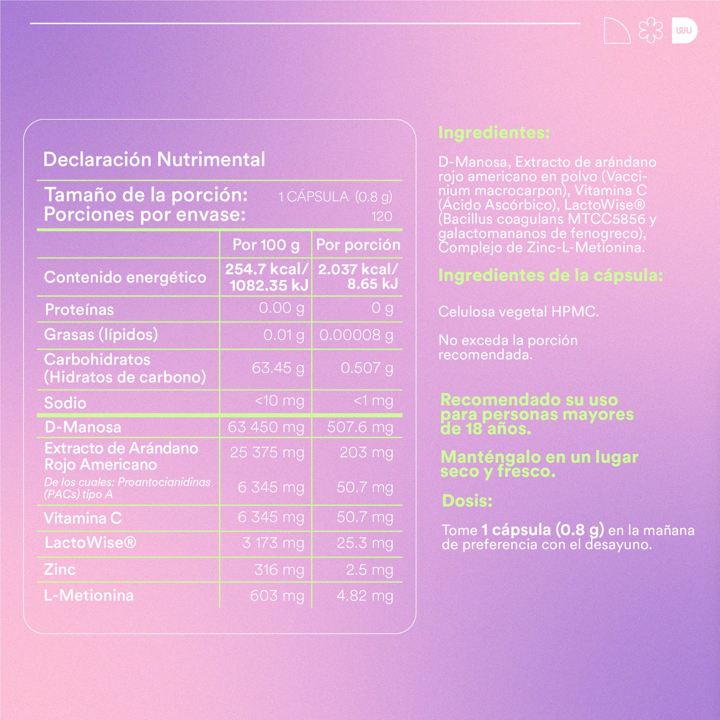 VIA - • D-Manosa • Arándano Rojo • Vitamina C | 120 cápsulas