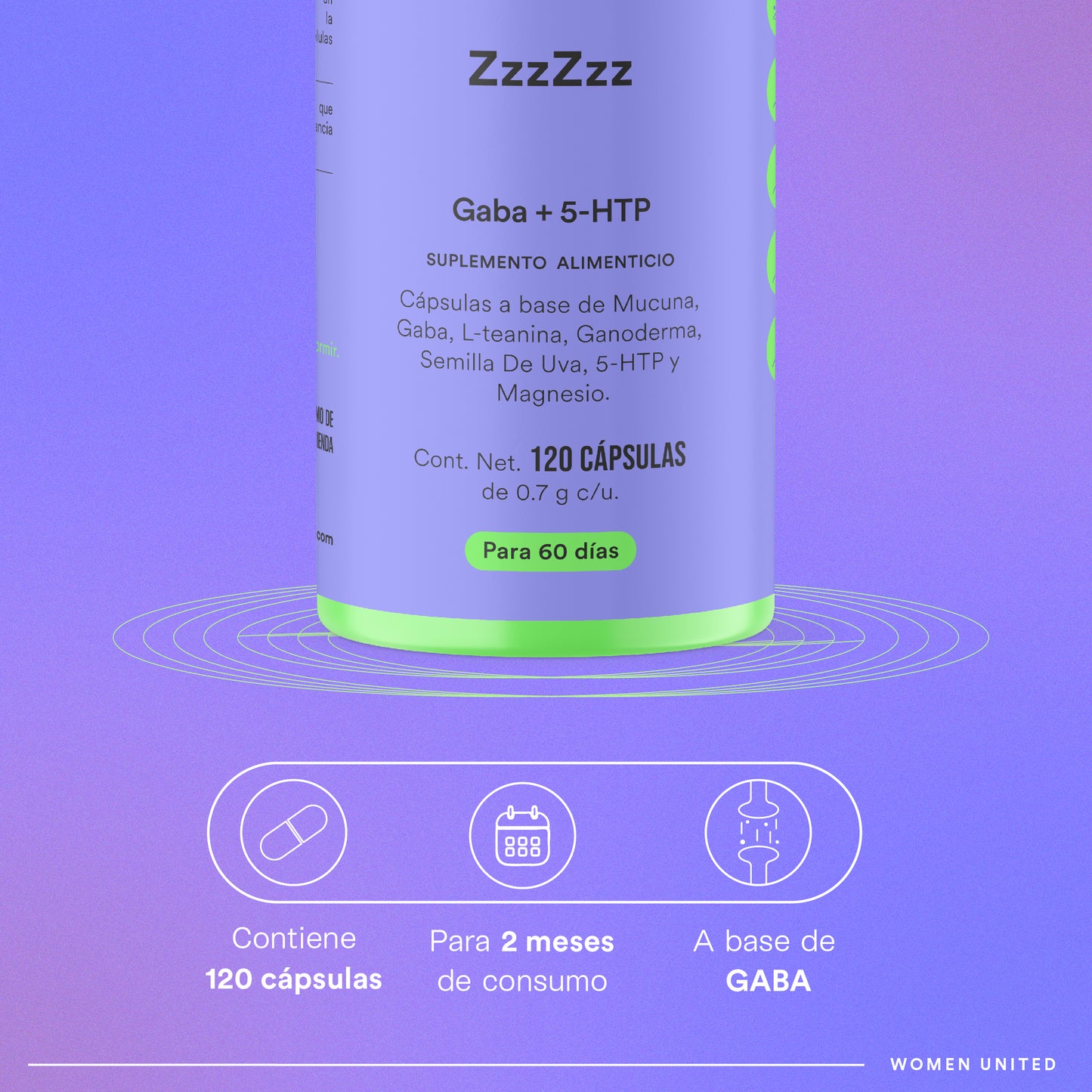 ZzzZzz - Sueño Reparador • GABA • Magnesio • Hongo Reishi • 5-HTP • Manzanilla | 120 cápsulas