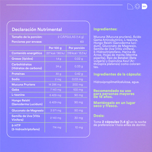 ZzzZzz - Sueño Reparador • GABA • Magnesio • Hongo Reishi • 5-HTP • Manzanilla | 120 cápsulas